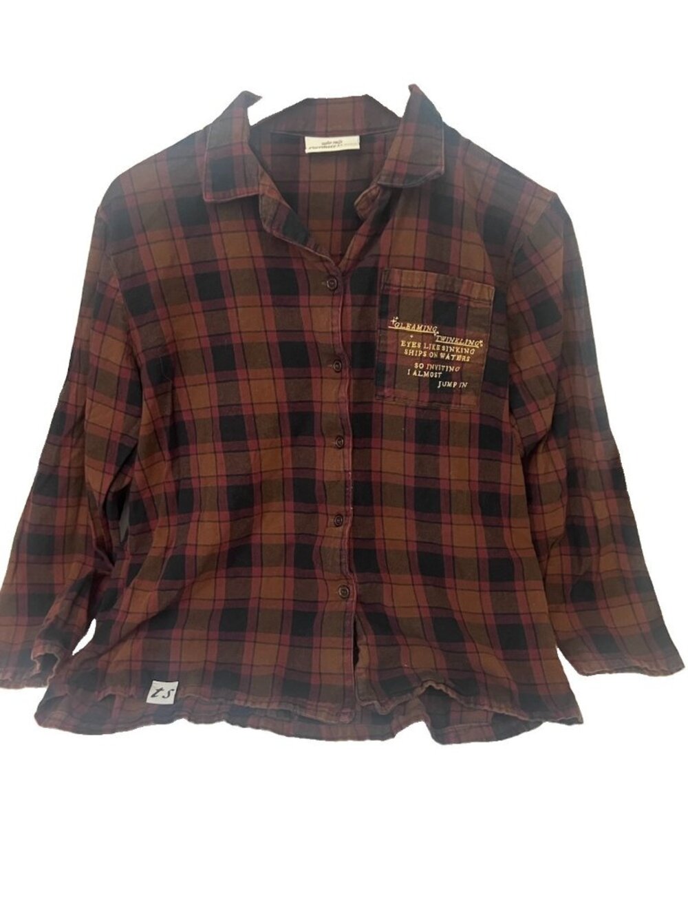 Taylor Swift Evermore Album Pajama Flannel Shirt PJs Almost Jump In Size Small.